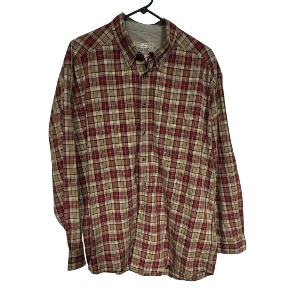 RedHead Shirt Mens XL Extra Large Plaid Long Sleeve Outdoors Cotton Button Up